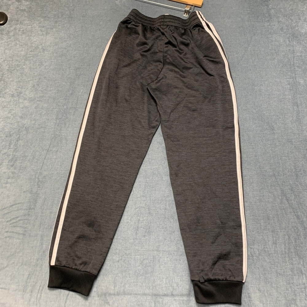 Adidas Fleece Joggers Sweatpants Youth L 14/16 Gray White Stripes Elastic Waist